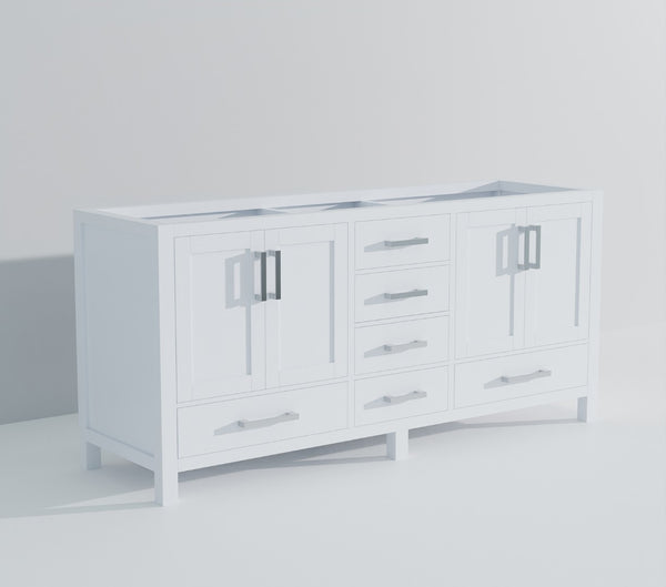 English Elm White Double Bath Vanity With Soft-Close Drawers, 72" Wide, Perfect For Family Bathrooms & Storage B2731P258899-GIGA