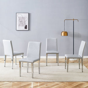 English Elm Four Pu Leather Dining Chairs with Metal Legs Modern Minimalist Set for Stylish Homes W1151P383508
