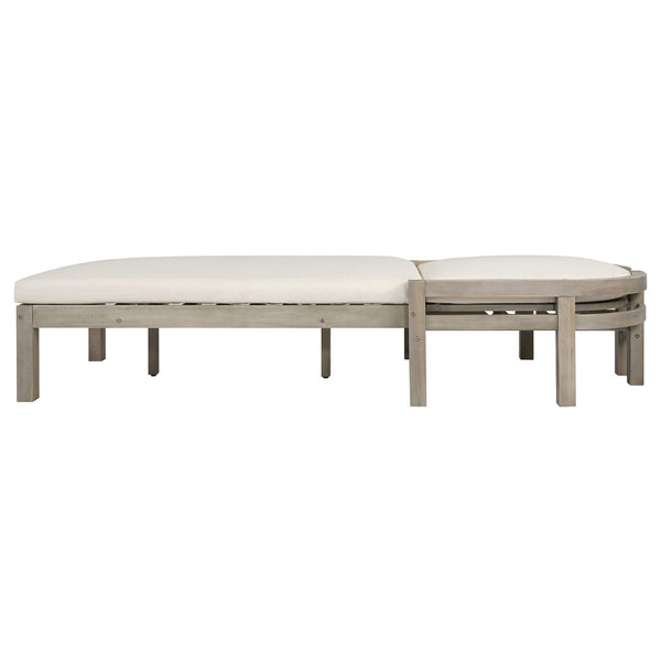 English Elm Trexm Solid Acacia Outdoor Chaise Lounge Arched Recliner for Poolside Patio Deck Gray N715P403786E