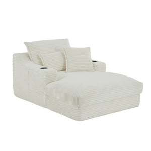 English Elm 47.24 Plush modern compression sofa with S-curve arms, cup holders, cotton lumbar pillow and deep seat comfort White W3396P373286