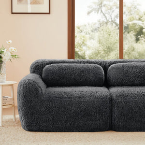 English Elm 114''soft Plush Modular Sectional Sofa with Cloud Cushions for Living Room Theater Dark Grey W714S01549