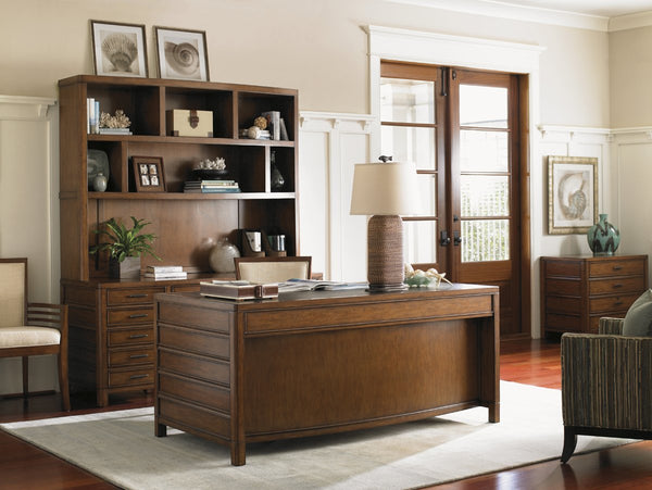Lexington Bal Harbour Executive Desk with Leather Top Hickory Veneer and Locking File Drawers 279LK-400