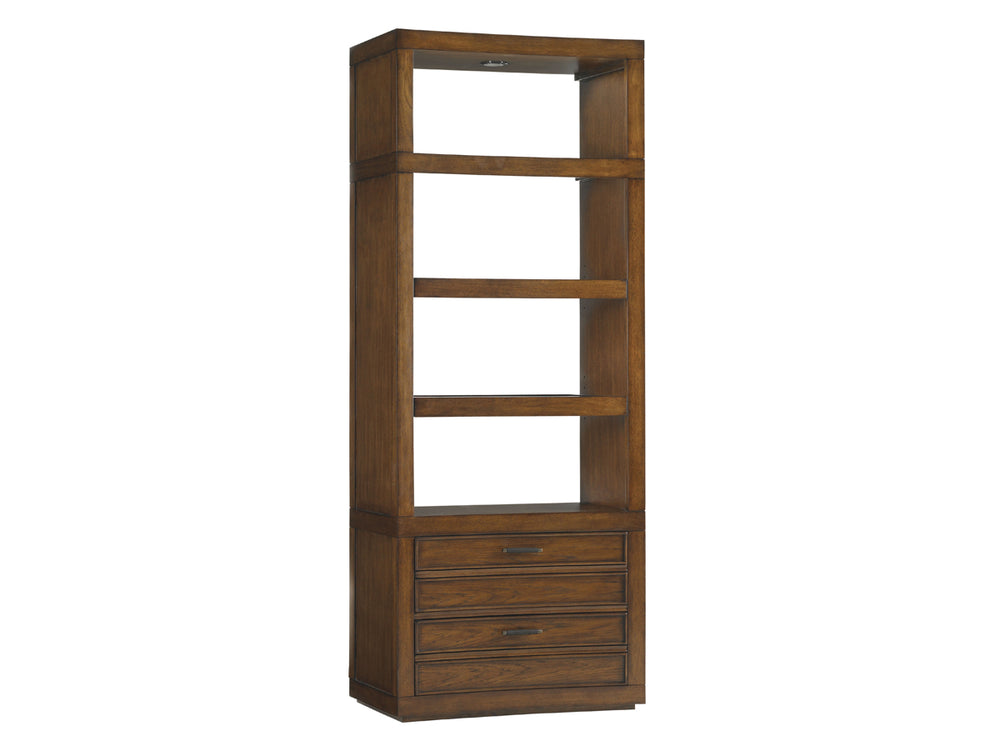 Lexington Crystal Sands Hickory Veneer Bookcase with Glass Shelves and Touch Activated Lighting 279LK-645
