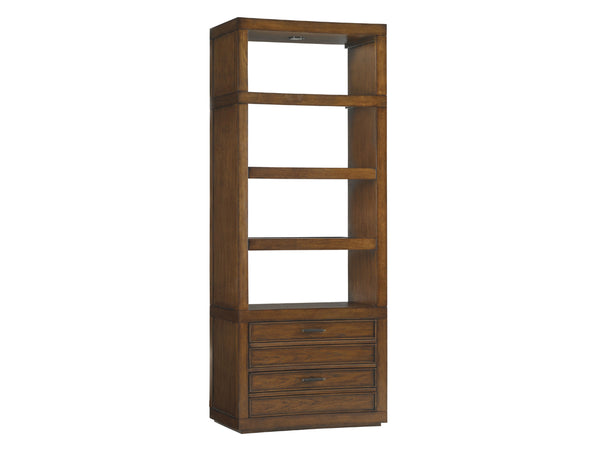 Lexington Crystal Sands Hickory Veneer Bookcase with Glass Shelves and Touch Activated Lighting 279LK-645