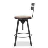 Christopher Knight Home® - Noble House - Alanis Modern Industrial Firwood Adjustable Height Swivel Barstools, Natural and Black Brushed Silver - Set of 2