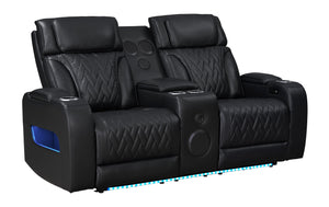 English Elm Jazz Power Reclining Sofa & Loveseat Set With Bluetooth Speakers, Led Lights, Usb Ports & Storage B061S00926