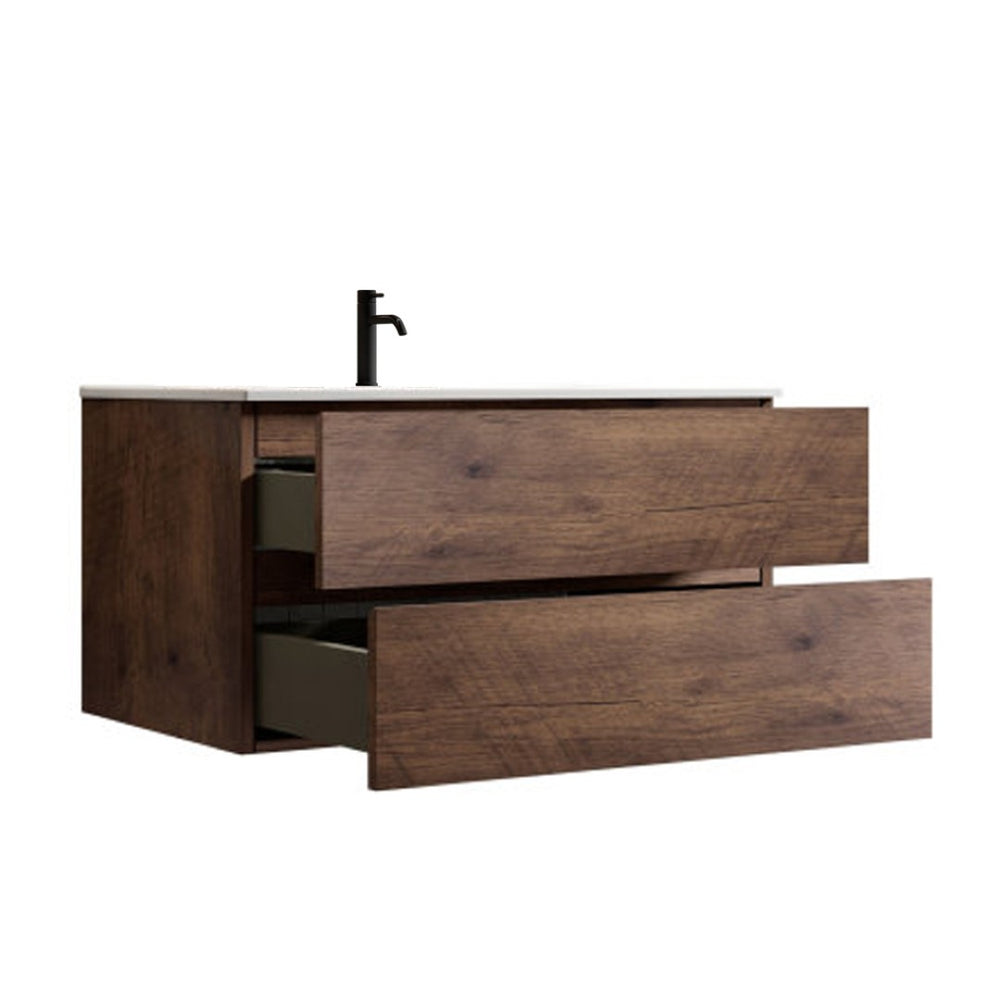 English Elm Wall Mount 36" Walnut Floating Vanity With Ceramic Sink – Modern, Large Storage & Eco-Friendly Design! W1865S00107-GIGA