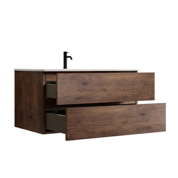 English Elm Wall Mount 36" Walnut Floating Vanity With Ceramic Sink – Modern, Large Storage & Eco-Friendly Design! W1865S00107-GIGA