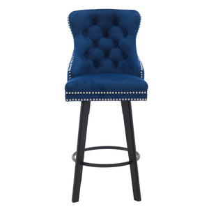 English Elm Modern Velvet Swivel Barstools Tufted Upholstery Rivet Trim for Kitchen Island or Home Bar W2311P227681