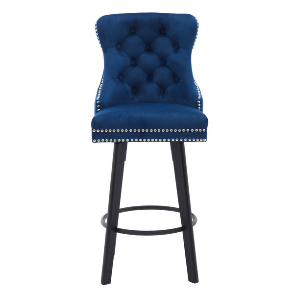 English Elm Modern Velvet Swivel Barstools Tufted Upholstery Rivet Trim for Kitchen Island or Home Bar W2311P227681