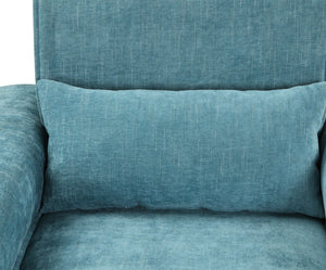 English Elm Rossa Chenille Loveseat with Pocket Coil Support Slim Metal Legs and Throw Pillows Blue B2749S00080