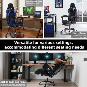 English Elm Deepfurniture Racing Style Gaming Chair Pu Leather Massage Lumbar Footrest Home Office W3860P428603