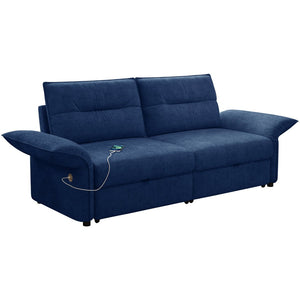 English Elm This Fleece Convertible Sleeper Sofa Unfolds Into a Full Bed for Guest Rooms Blue W3820S00041