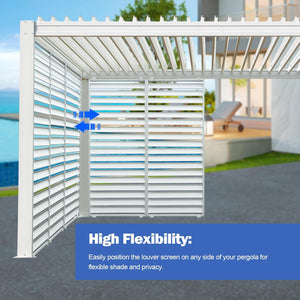 English Elm Outdoor Louvered Pergola Accessories Aluminum Screens for Durable Weather-Resistant Shading & Privacy White W1859P321939