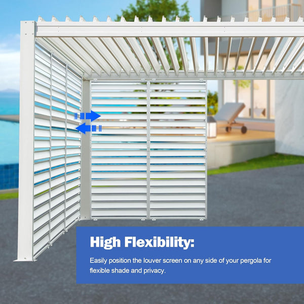 English Elm Outdoor Louvered Pergola Accessories Aluminum Screens for Durable Weather-Resistant Shading & Privacy White W1859P321939