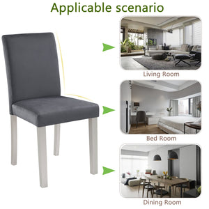 English Elm Dining Chairs Set for 4 with Plush Flannelette Upholstery, Ergonomic High Back & Solid Wood Legs, Silver Gray W1998P266887