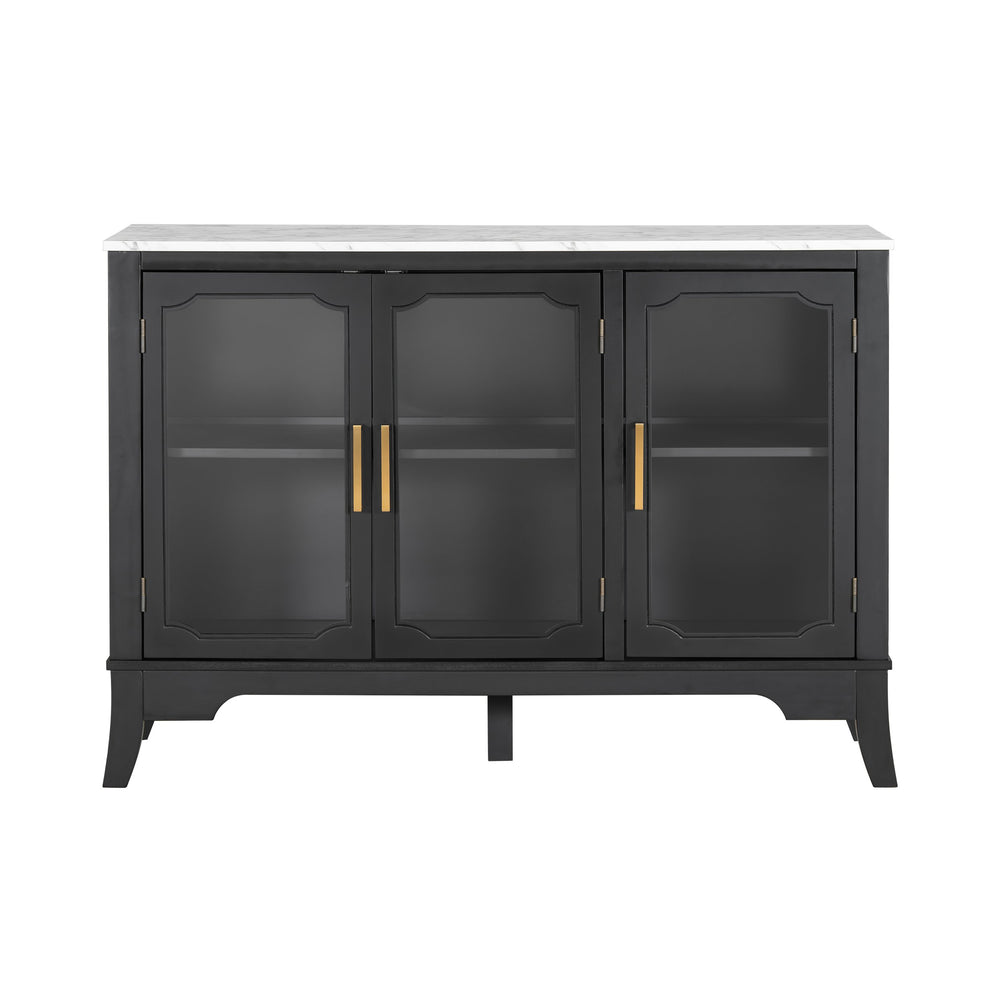 English Elm Christopher Knight Home® - Storage Cabinet - Stylish 3-Door Organizer For Entryway & Dining Room | Black & White Finish, Large Space N780P330602B