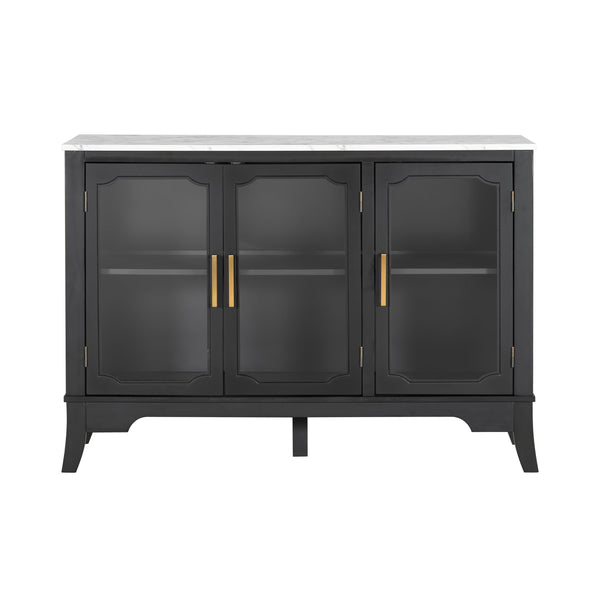 English Elm Christopher Knight Home® - Storage Cabinet - Stylish 3-Door Organizer For Entryway & Dining Room | Black & White Finish, Large Space N780P330602B