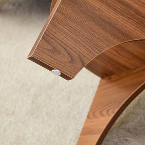 English Elm Round Tempered Glass Coffee Table with Fan Pedestal Base for Modern Living Rooms Transparent,Walnut W1151P256004