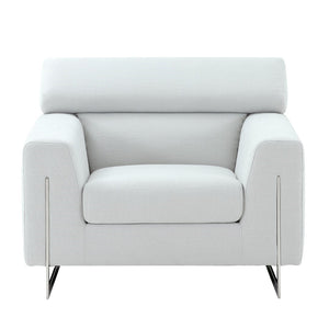 Pasargad Home Serena Lounge Chair – Adjustable Headrest, Plush Comfort For Ultimate Relaxation Silver Poly Fabric Pzw-2027w-1