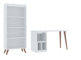 Manhattan Comfort Hampton Mid-Century Modern 2- Piece Home Office Set White 27PMC1