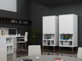 Manhattan Comfort Hampton Mid-Century Modern 2- Piece Home Office Set White 27PMC1