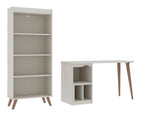 Manhattan Comfort Hampton Mid-Century Modern 2- Piece Home Office Set Off White 27PMC6