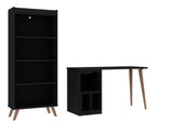 Manhattan Comfort Hampton Mid-Century Modern 2- Piece Home Office Set Black 27PMC70