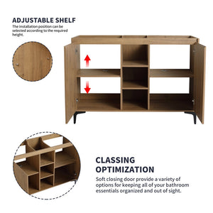 English Elm Soft Close Doors & Open Storage Rack, 48-Inch Freestanding Bathroom Vanity With Plywood Finish W999125009-GIGA