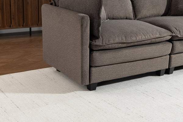English Elm Modern Chenille Sectional Sofa with Chaise Lounge Solid Wood Frame Living Room Seating Antique Grey W2530P463107