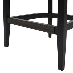 English Elm Jennifer Taylor Home - Americana Mid-Century Modern Cane Back Counter Stool - Elegant Jet Black Woven Design For Dining Spaces B2719P238382