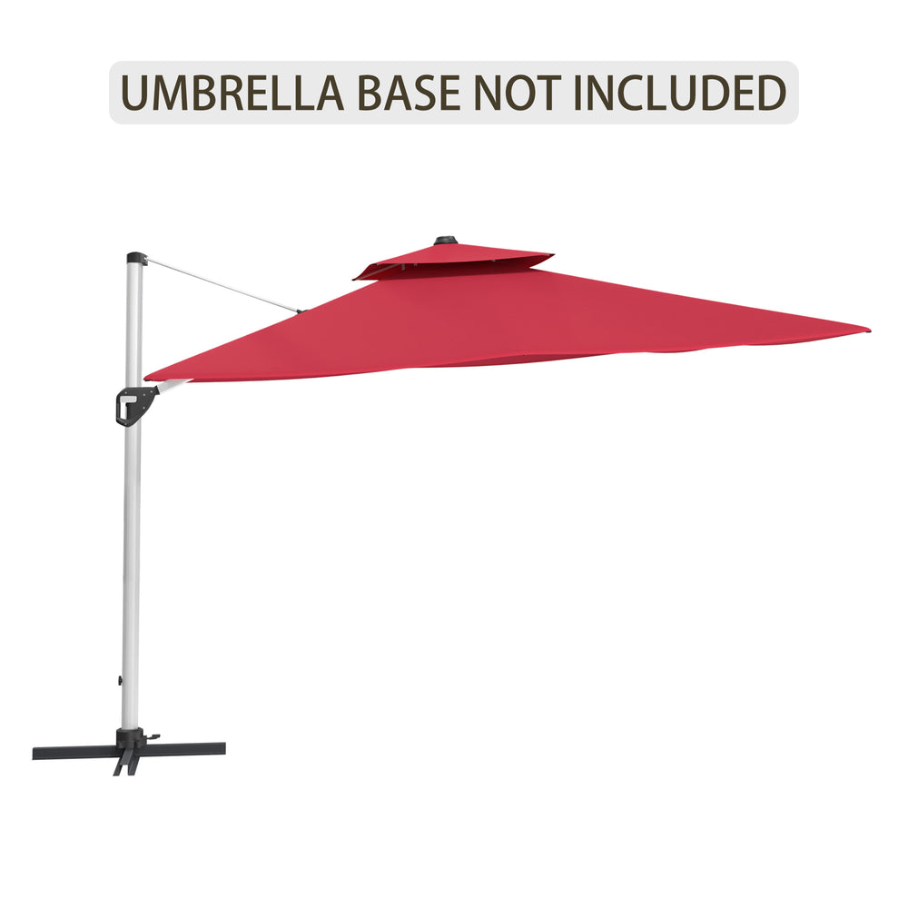 English Elm 11FT Aluminum Patio Umbrella Square Double-Top in Red, UPF50+ Waterproof Canopy, 11'x11' Shade T3609P333088