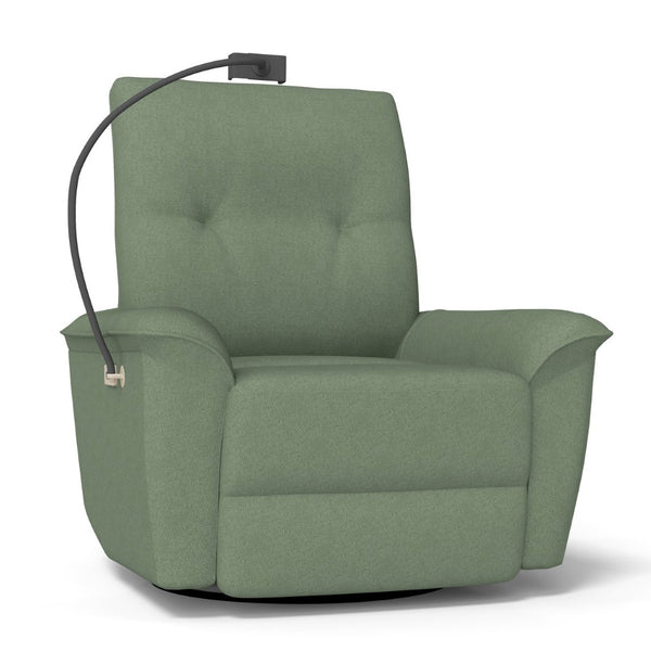 English Elm 270° Swivel Power Recliner Velvet Glider Rocker with Usb Ports for Living Room Dark Green W1028S00059