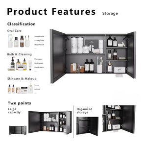 English Elm Led Aluminum Double Door Medicine Cabinet Anti Fog Mirror Bathroom Wall Mount W3083P373519