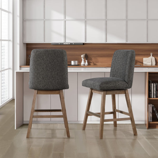 OSP Home Furnishings Finley 30" Swivel Barstool - Set of 2 Charcoal/Med Oak