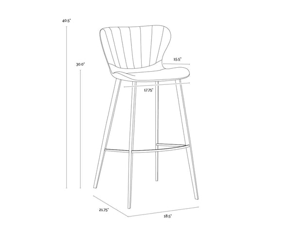 Sunpan ARABELLA Chic Compact Barstool - Bravo Cognac & November Grey, Modern Design for Stylish Spaces 109539