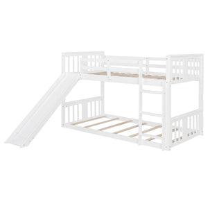 English Elm Twin Over Kids Bunk Bed with Slide Ladder Pine Frame White Finish LT000108AAK-1