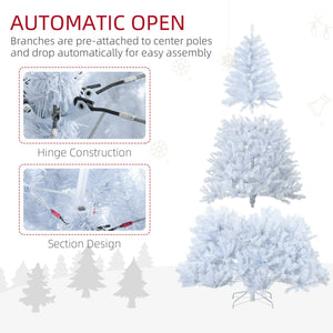 English Elm Homcom 7.5Ft Prelit White Christmas Tree With 500 Led Lights, 1518 Branches, Easy Setup & Storage W2225P217082