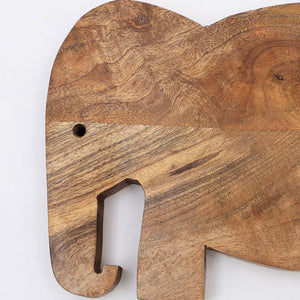 English Elm Elephant Natural Wood Serving & Chopping Board with Charming Elephant Shape, Durable Kitchen Decor B346P327313