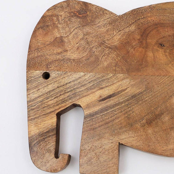 English Elm Elephant Natural Wood Serving & Chopping Board with Charming Elephant Shape, Durable Kitchen Decor B346P327313