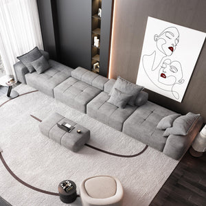 English Elm Modern Oversized Modular Sectional Sofa - Cozy Chenille, 6 Pillows, No Assembly, Flexible Layouts, Grey W1885S00076