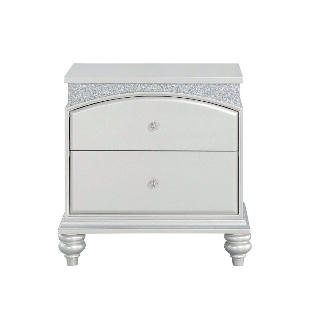 English Elm 2 Drawer Platinum Nightstand with Crystal Knobs Dovetail Wood Construction Bedroom B016P256133
