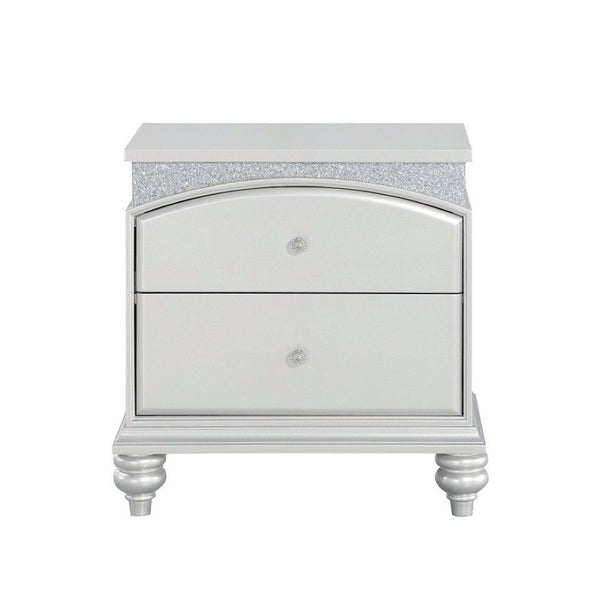 English Elm 2 Drawer Platinum Nightstand with Crystal Knobs Dovetail Wood Construction Bedroom B016P256133