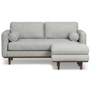 English Elm Morrison Mid-Century 72" Sofa with Ottoman Set — Eco-Friendly Recycled Fabric, Plush Feather Fill, Sturdy Craftsmanship Gray B136P199239