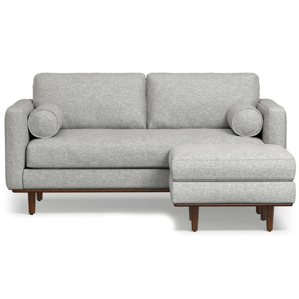 English Elm Morrison Mid-Century 72" Sofa with Ottoman Set — Eco-Friendly Recycled Fabric, Plush Feather Fill, Sturdy Craftsmanship Gray B136P199239