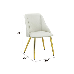 English Elm Gaines White Synthetic Leather Side Chair Set of 2 — Plush High‑Density Foam, Chrome Legs, Scratch‑Resistant Pads B2726P250495