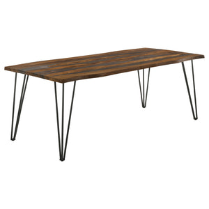 English Elm Neve Grey Sheesham Live Edge Dining Table with Metal Legs, Rustic-Modern Rectangular Elegance, 80" B062S00874