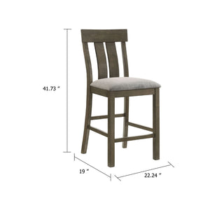 English Elm Omal Farmhouse Counter Height Dining Chairs Slatted Wood Frame Gray Upholstered Seat B056P417087