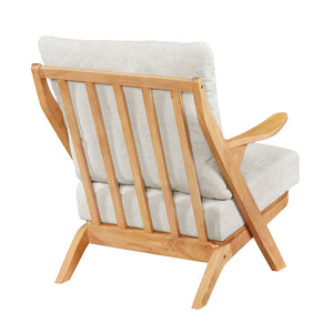 English Elm Mid-Century modern accent chair with solid rubberwood frame, chenille upholstery, plush seat comfort Beige,Natural 45 L x 25.5 W x 14.5 H B011P347875