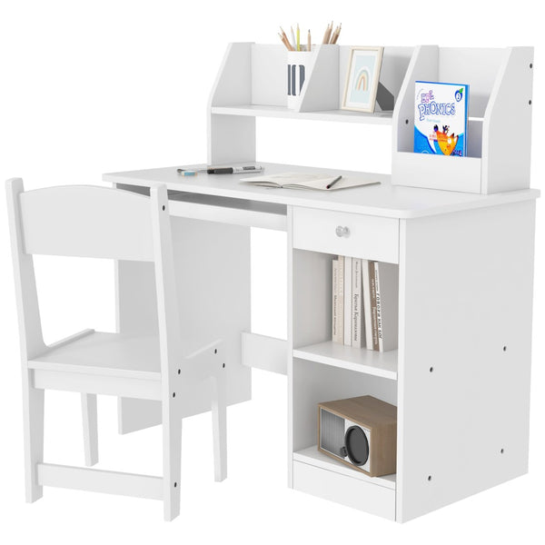English Elm Qaba Kids Desk And Chair Set With Storage - Ergonomic Study Furniture For Ages 5-8, Modern Gray Finish W2225P217332-GIGA